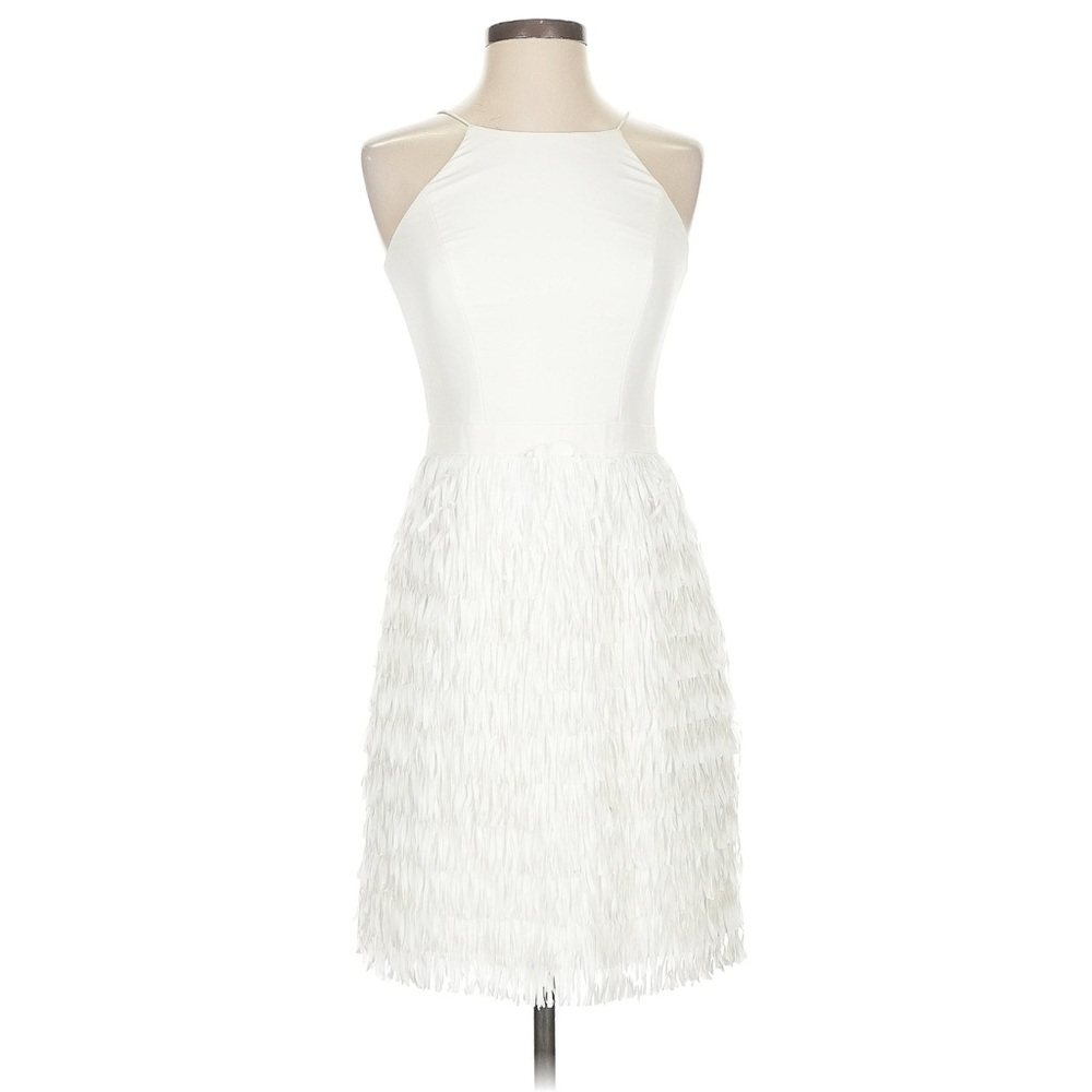 Aidan Mattox White dress with fringe